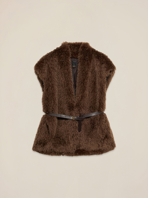 Cappa in tessuto morbido con cintura