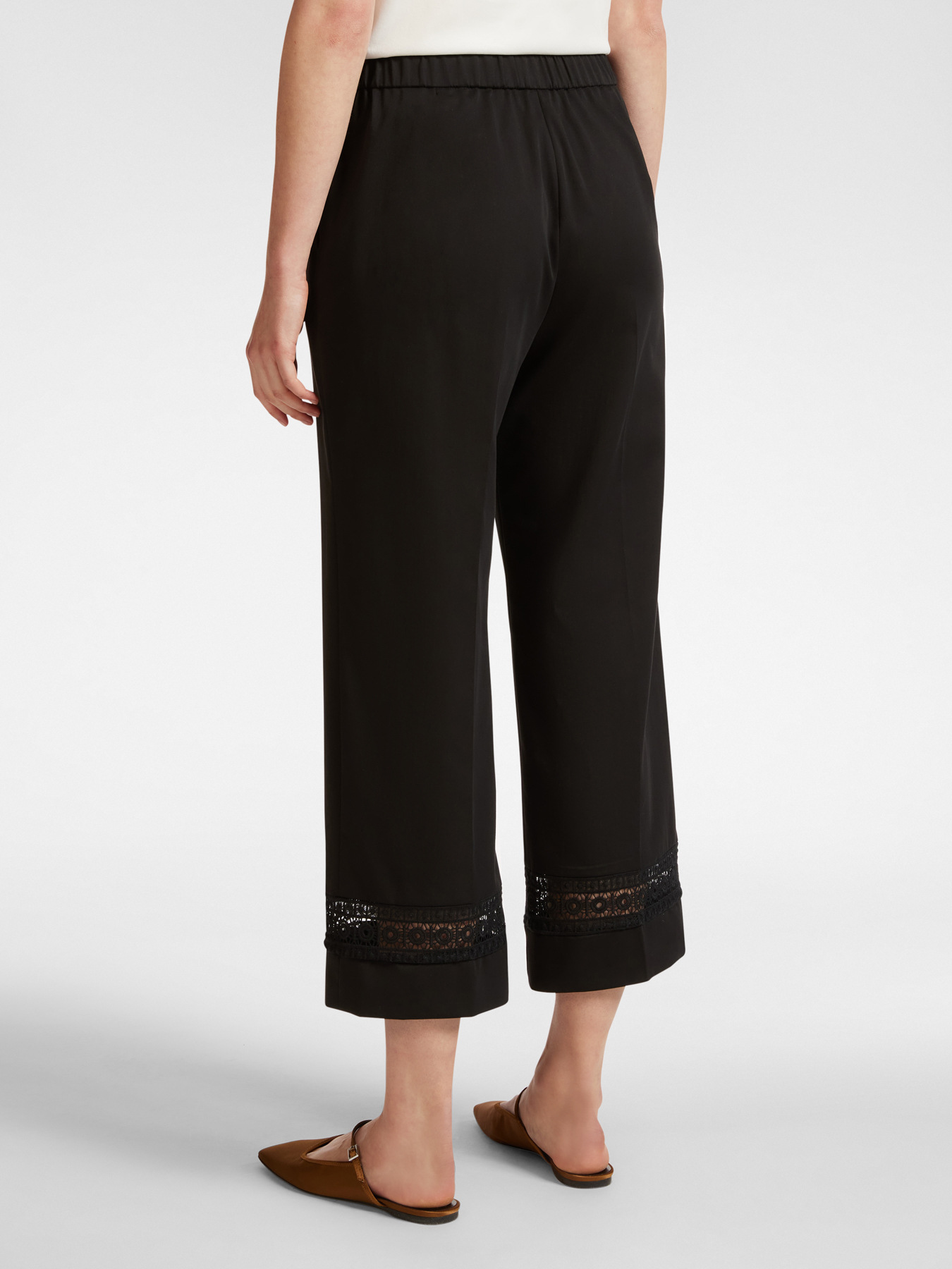 Cropped trousers with embroidered trim image number 1