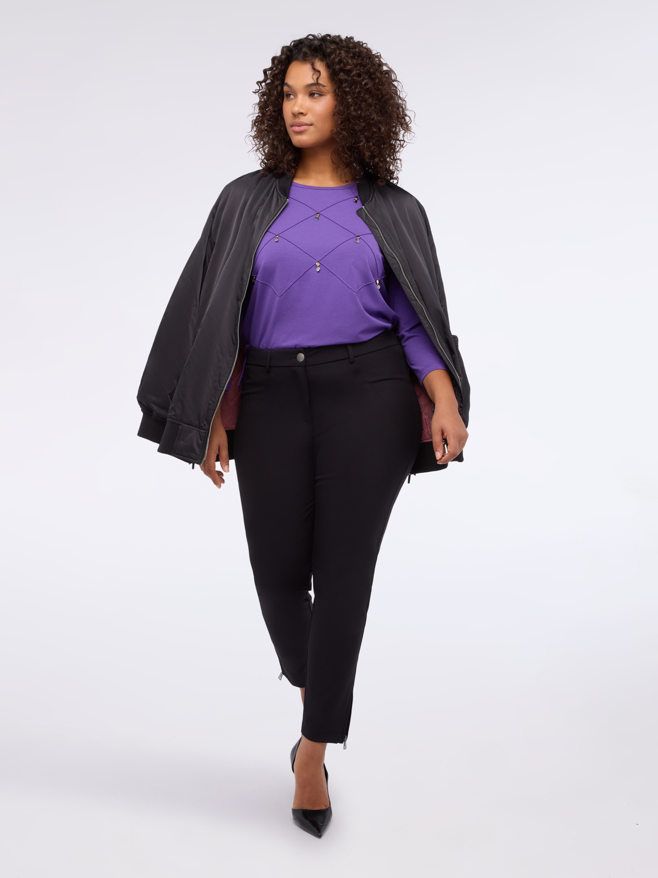 Cotton jersey T-shirt with diamond pattern processing image number 0