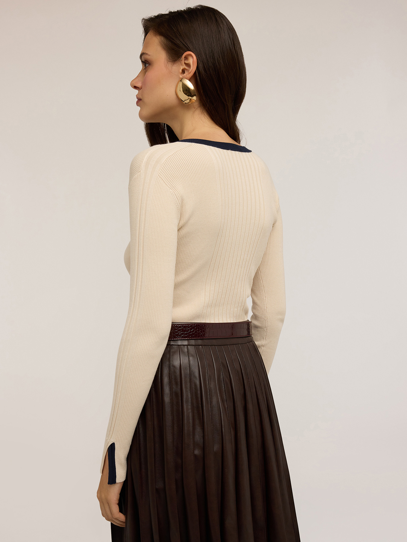 Pull bicolore côtelé image number 1