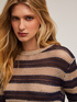 Striped knit sweater with tiny sequins image number 2