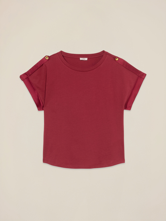 Tricou din jerseu cu margini din satin