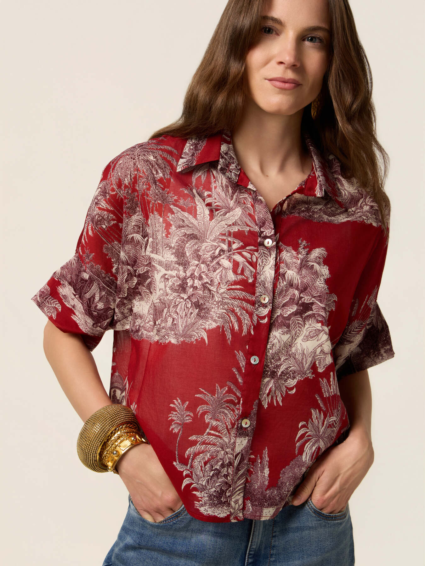 Camicia in mussola fantasia image number 0