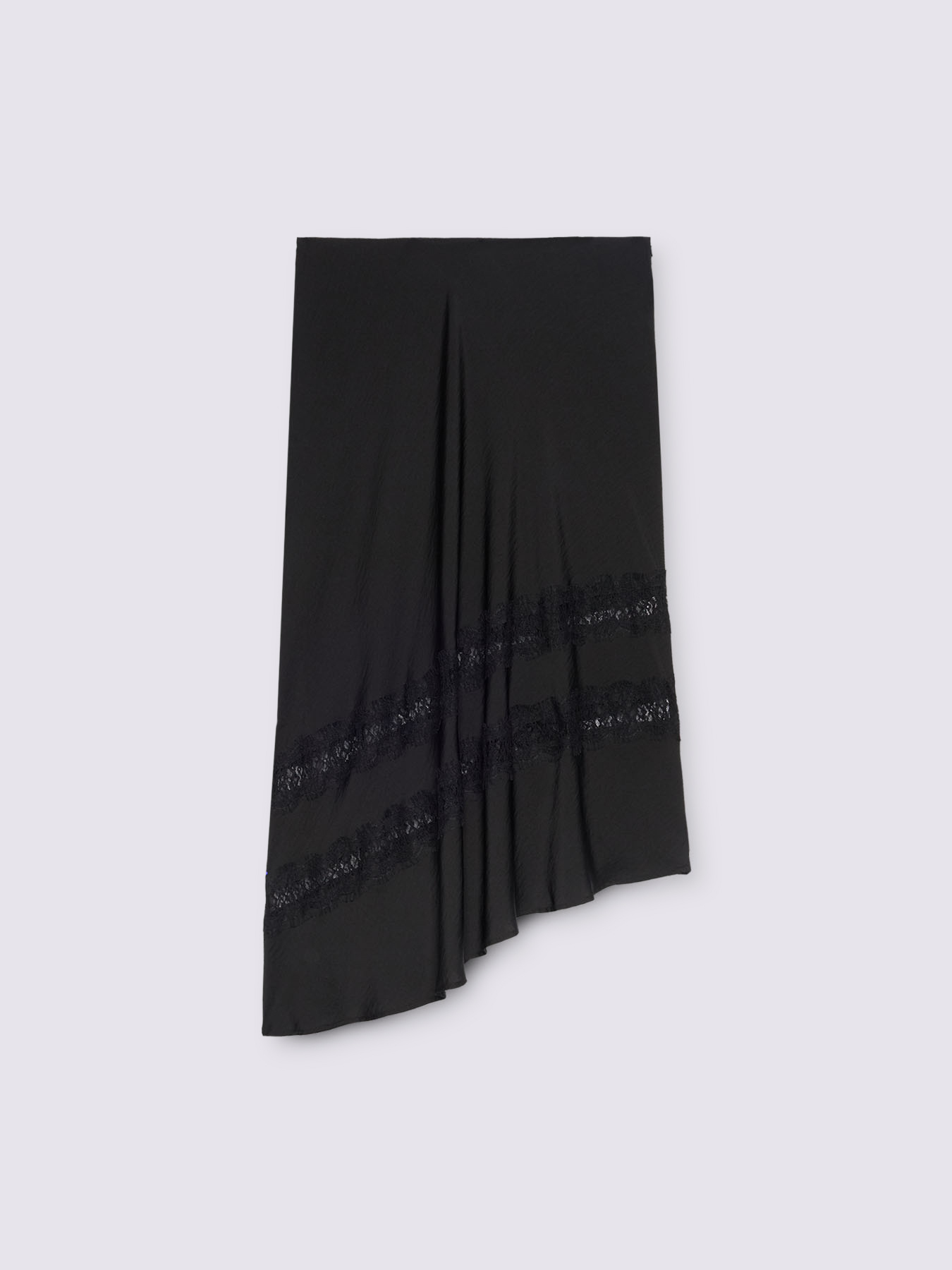 Jupe longue évasée en satin avec dentelle image number 5