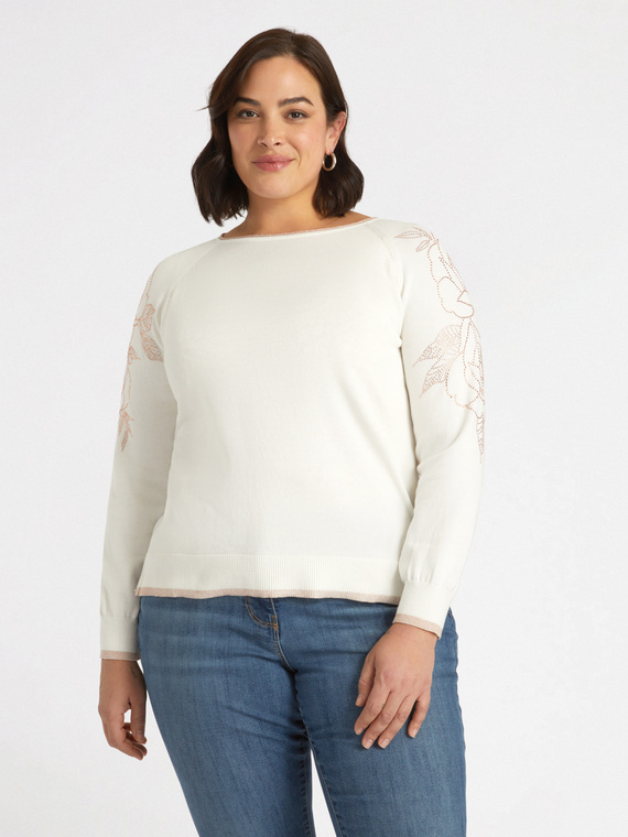 Pullover mit Blumenstickerei
