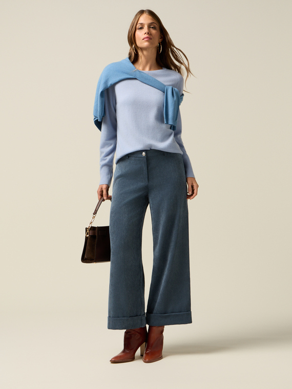 Pantaloni cropped in velluto