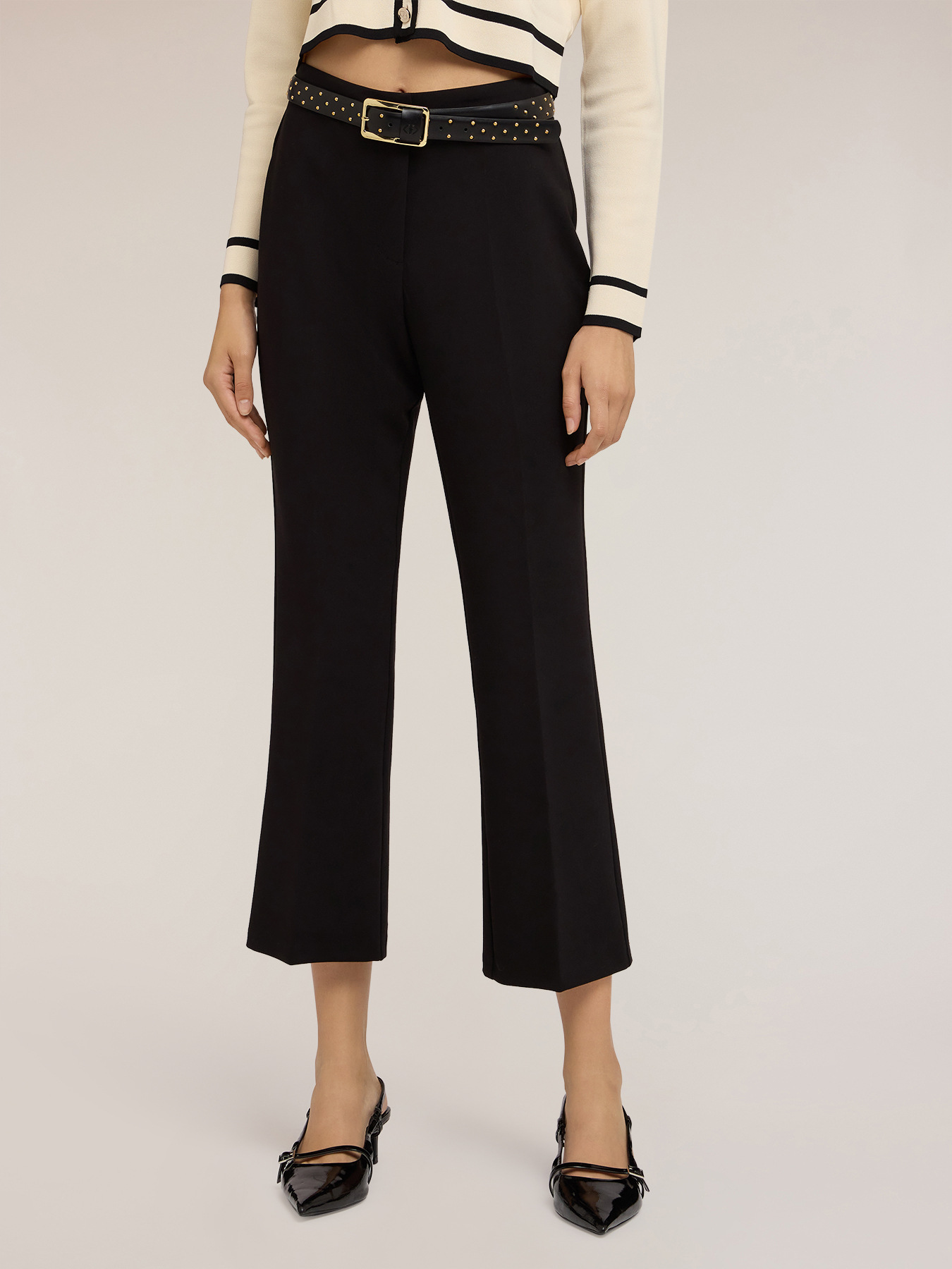 Pantalon kick flare en polyester viscose image number 2