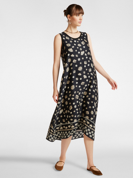 Robe mi-longue à imprimé ethnique