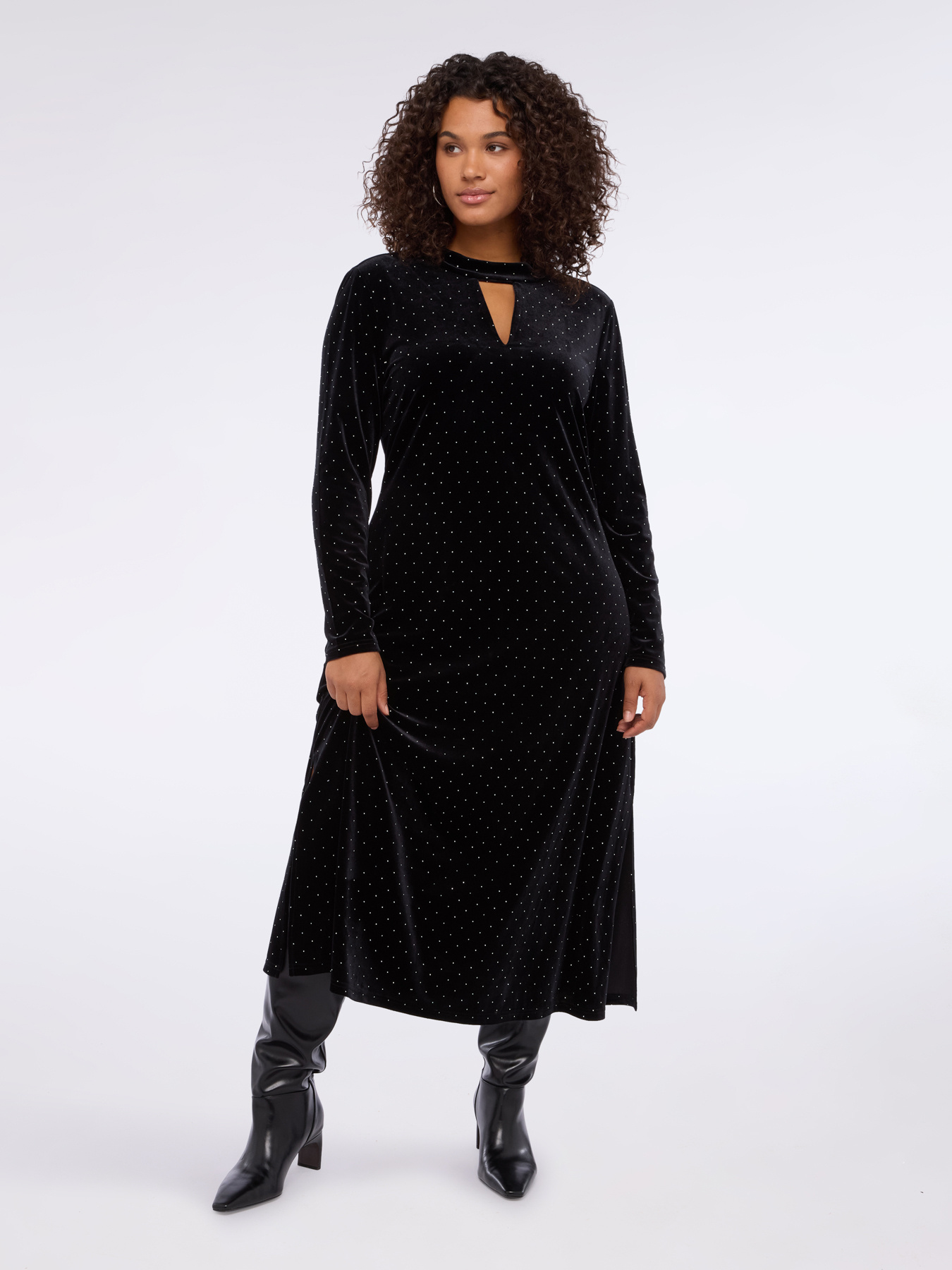 GLAM velvet dress with light spots image number 0