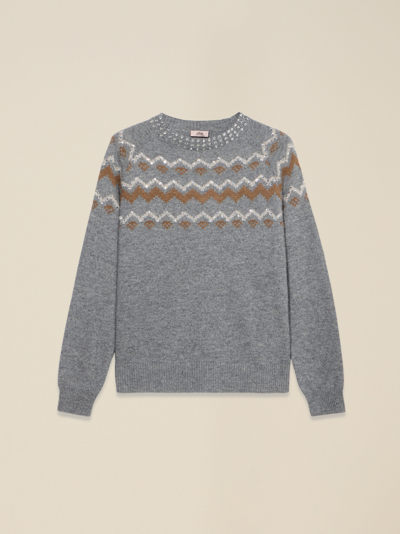 Maglia jacquard misto lana con applicazioni image number 3