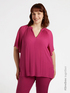 Plissee-Bluse mit V-Ausschnitt image number 0