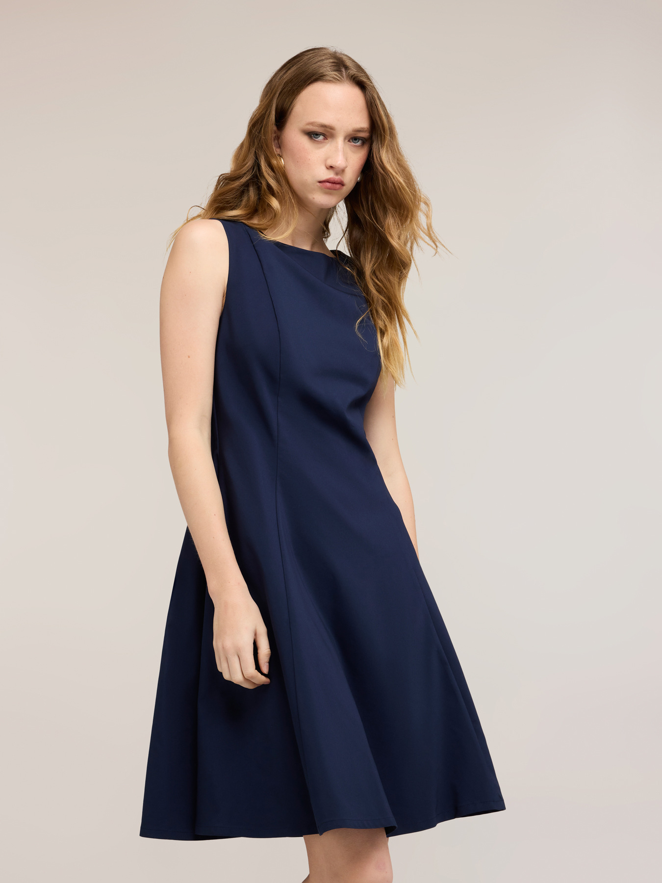 Vestito flare in popeline image number 0