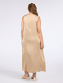 Long dress in stretch satin with V-neck image number 1