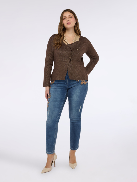 Asymmetrischer Cardigan mit Laminat-Effekt