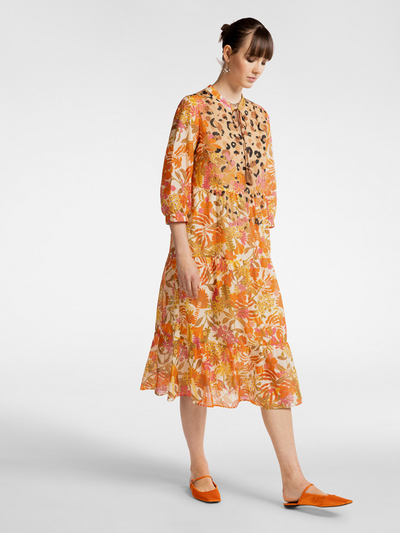 Printed ruffled dress