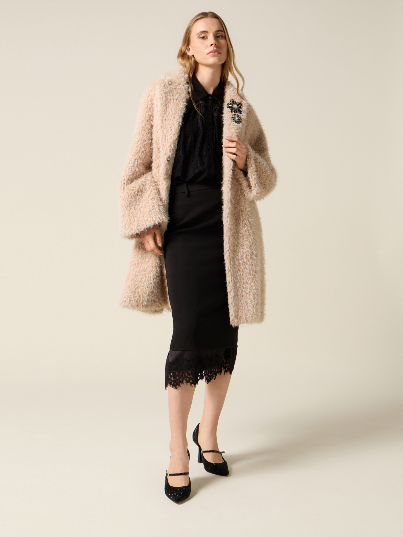 Gonna tubino con bordo in pizzo image number 0