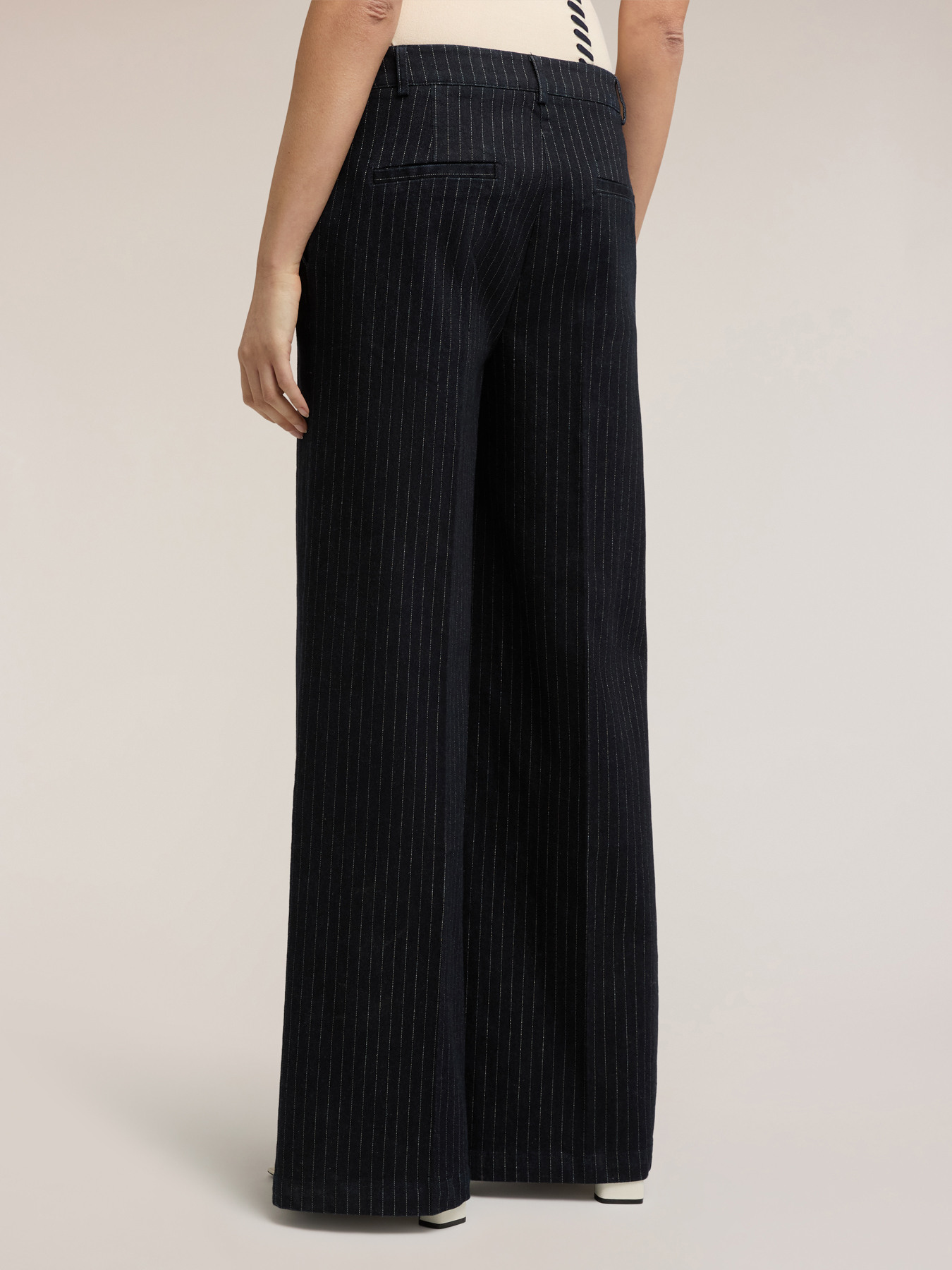 Pinstripe palazzo jeans in denim image number 1