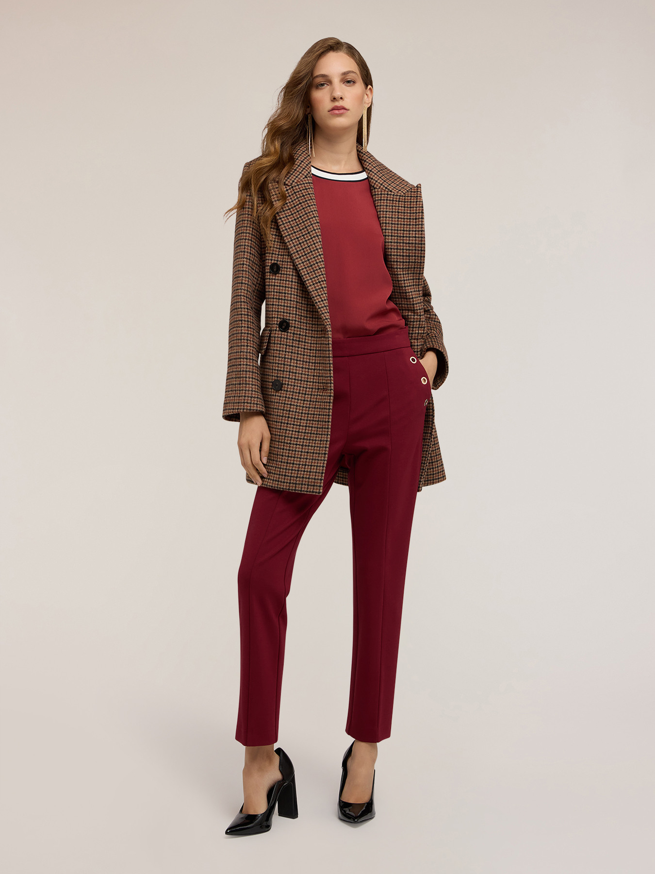 Regular trousers with eyelet pattern image number 0