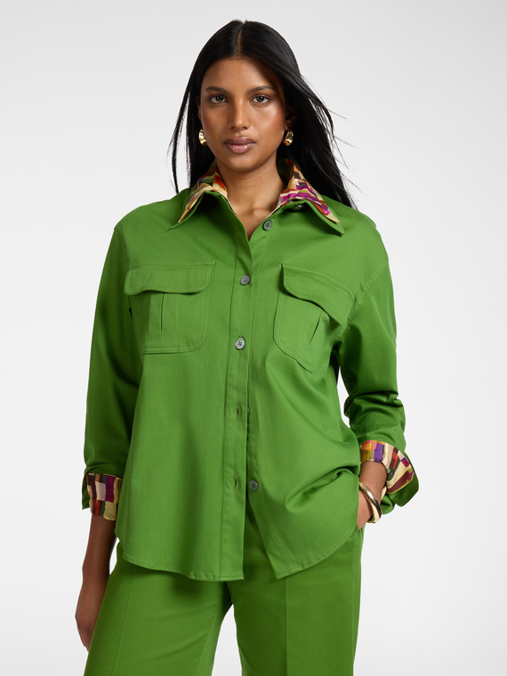 Gabardine shirt with pockets