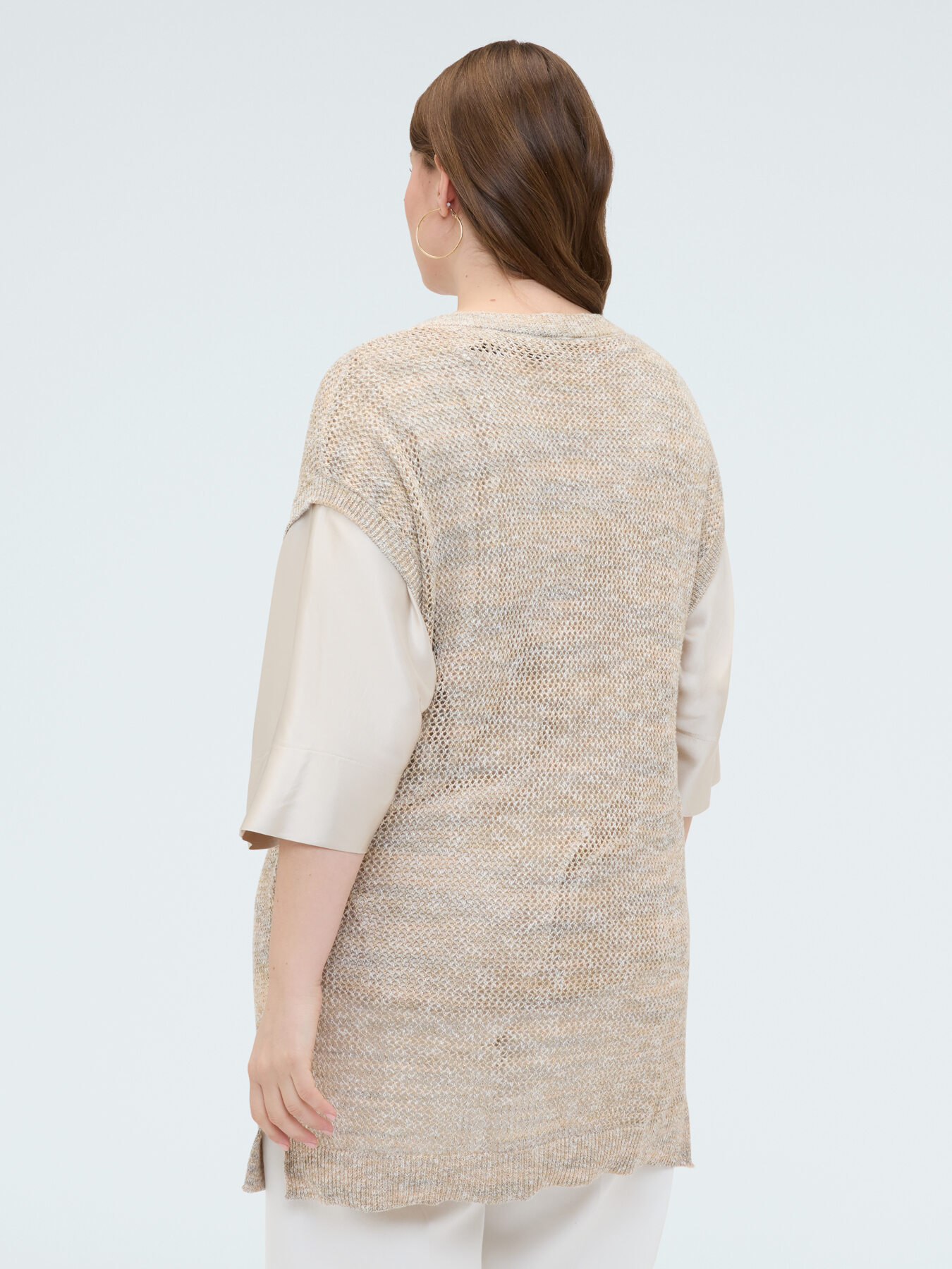 Maxi openwork knit gilet image number 1