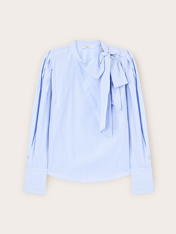 Baumwollpopeline-Bluse mit Schleife
