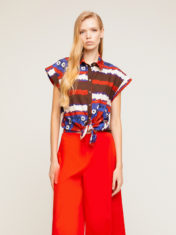 Camicia con nodo fantasia etnica