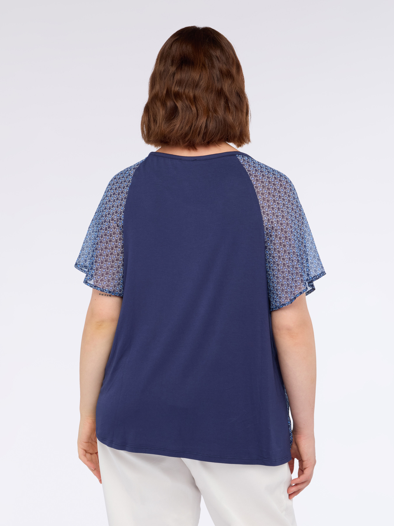 Zweistoff-T-Shirt mit Aufdruck image number 1