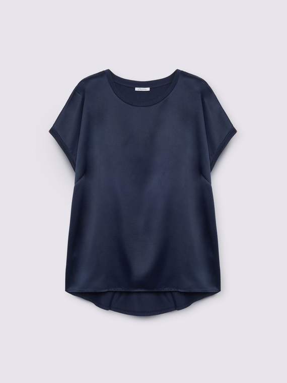 Zweistoffiges T-Shirt mit Rundhalsausschnitt