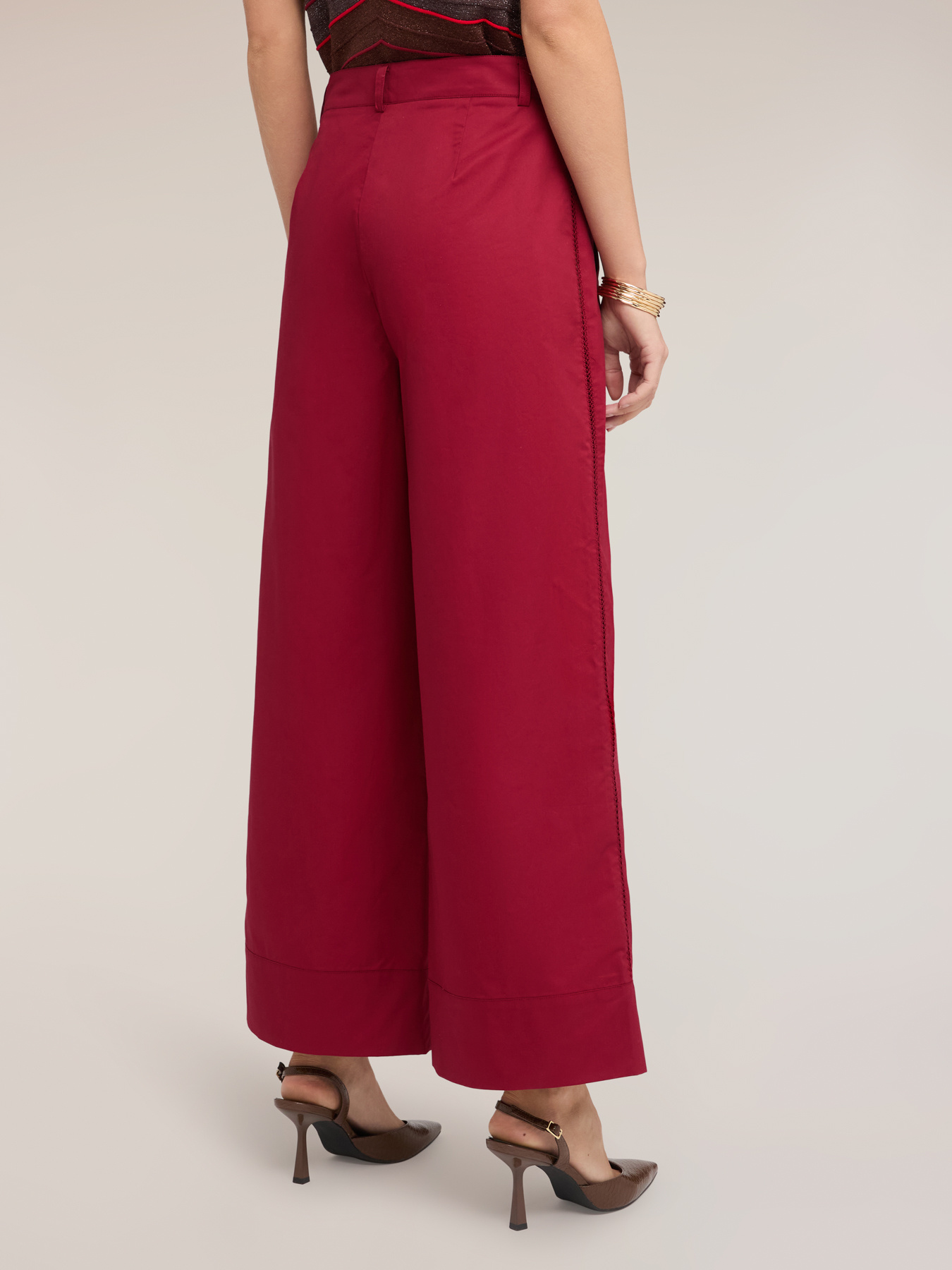 Pantaloni cropped din twill de bumbac image number 1