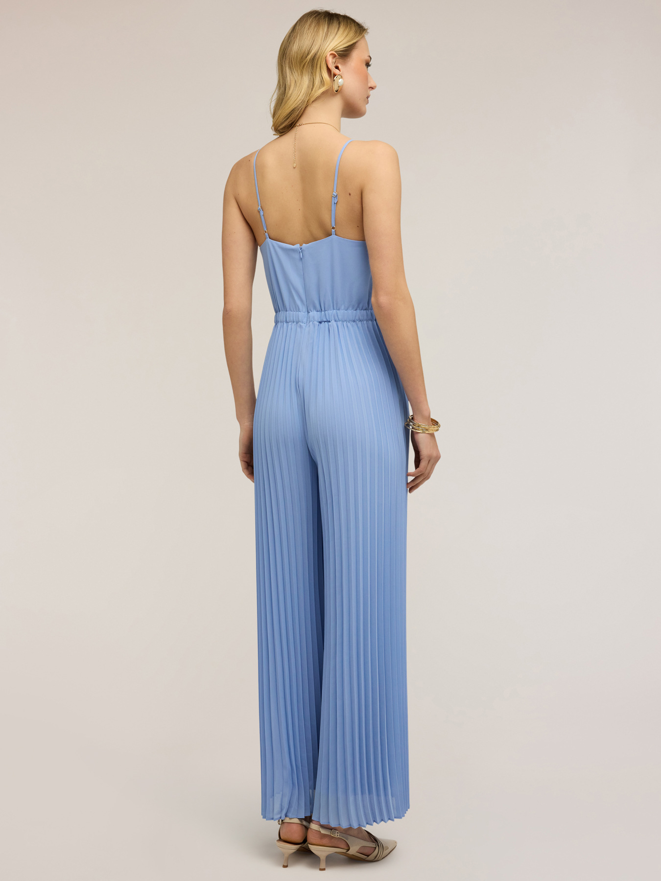 Long pleated georgette jumpsuit image number 1