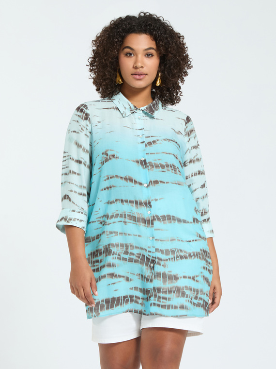 Hemd mit verblasstem Animalier-Print