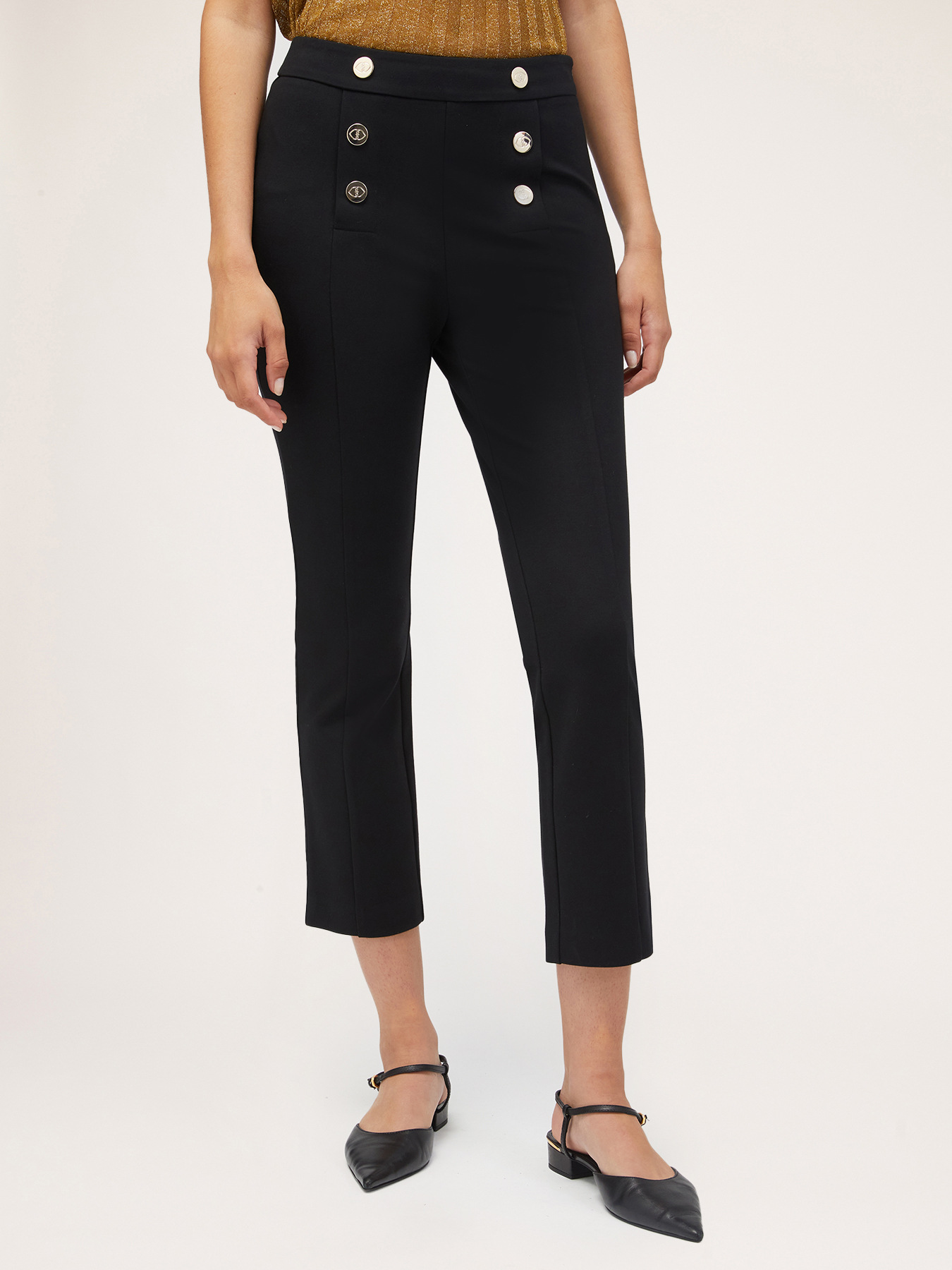 Pantalon regular en maille Milano motif boutons image number 0