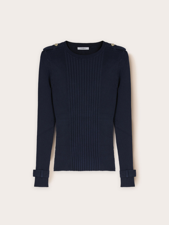Ribbed jumper with epaulettes