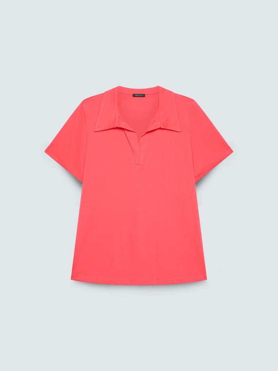 Cotton t-shirt with polo collar