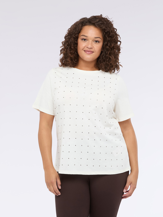 T-shirt in jersey con borchiette