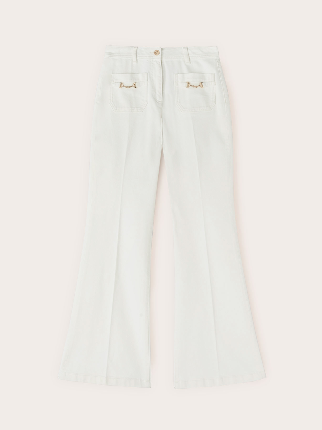 Cotton drill flare pants image number 4