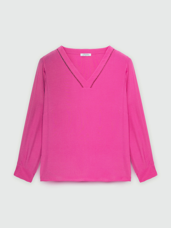 Bluse mit V-Ausschnitt aus Viskose LENZING™ ECOVERO™ Viskose