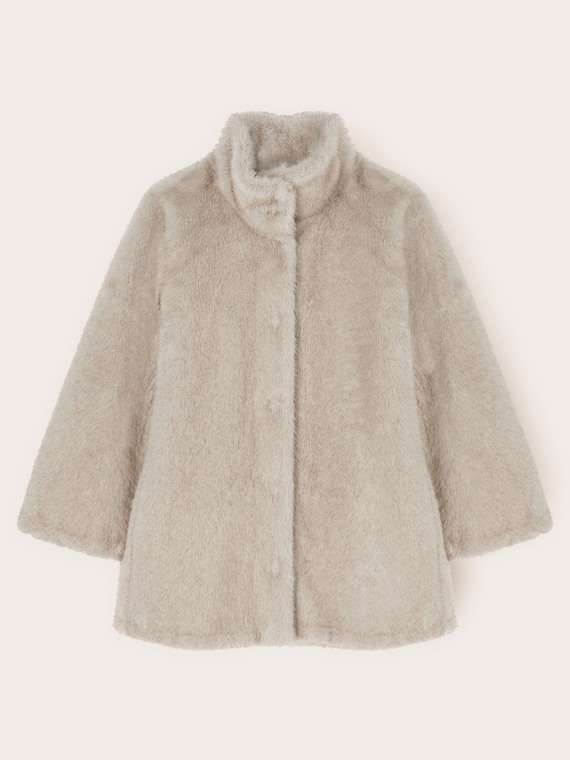 High-neck fur-effect coat