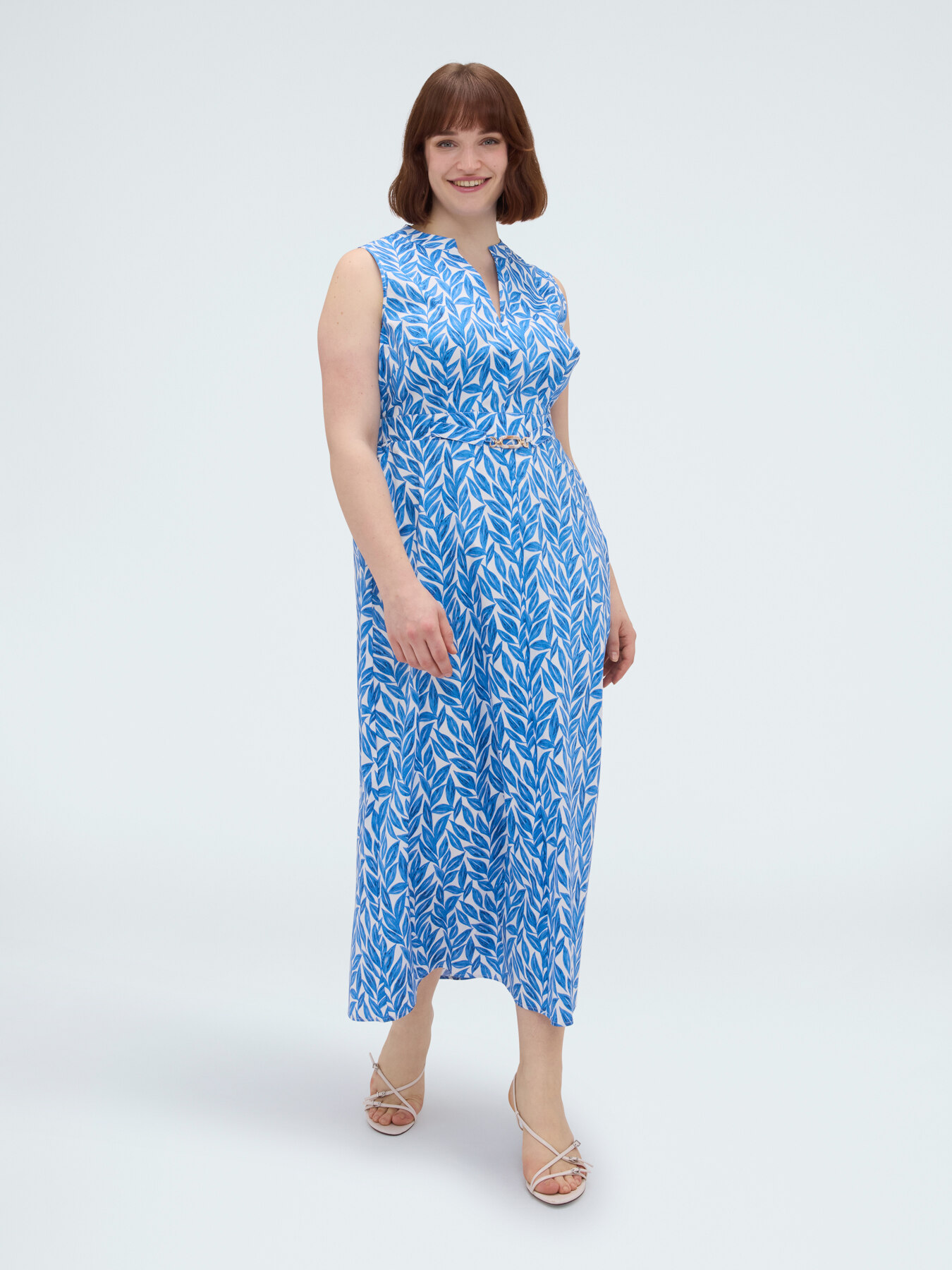 Vestito foliage lungo in cotone image number 0