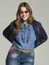 Denim shirt with ruffles image number 0
