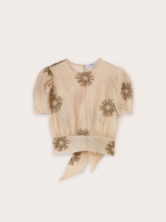 Bestickte Bluse mit Ballonärmeln