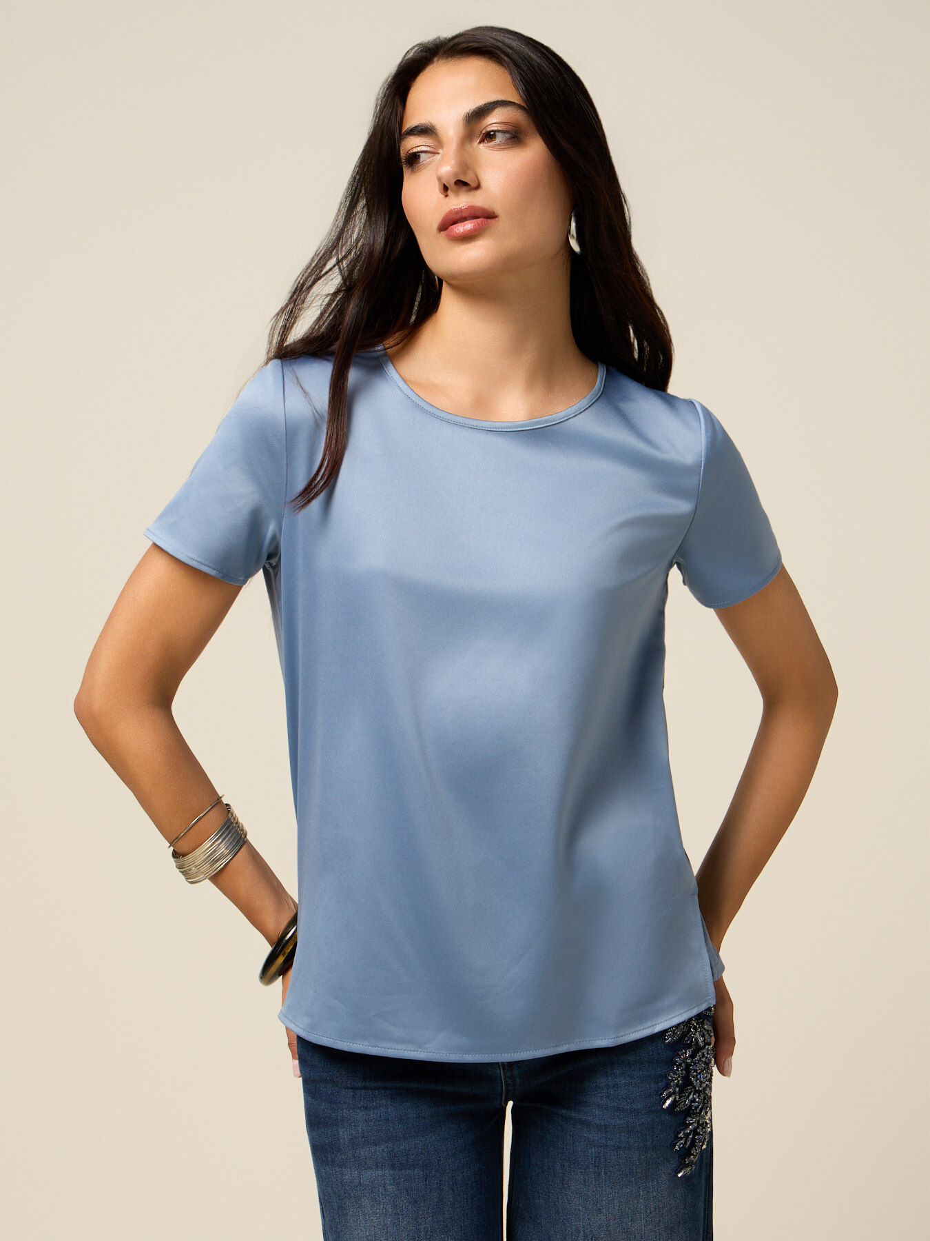Two-material T-shirt image number 0