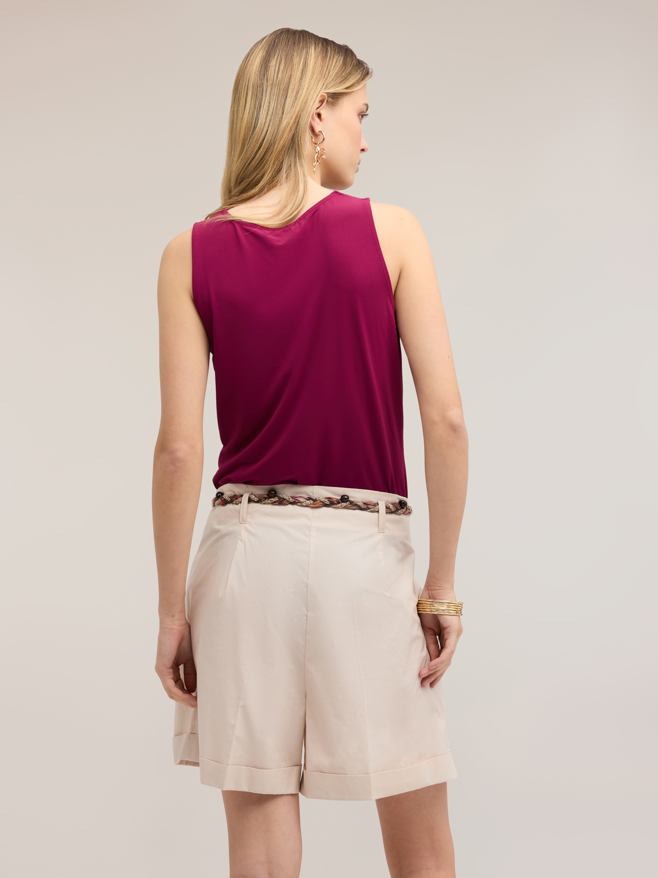 Draped V-neck top with piercing image number 1