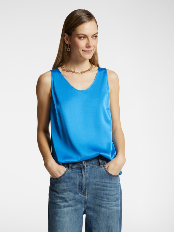 Top à col V en viscose stretch