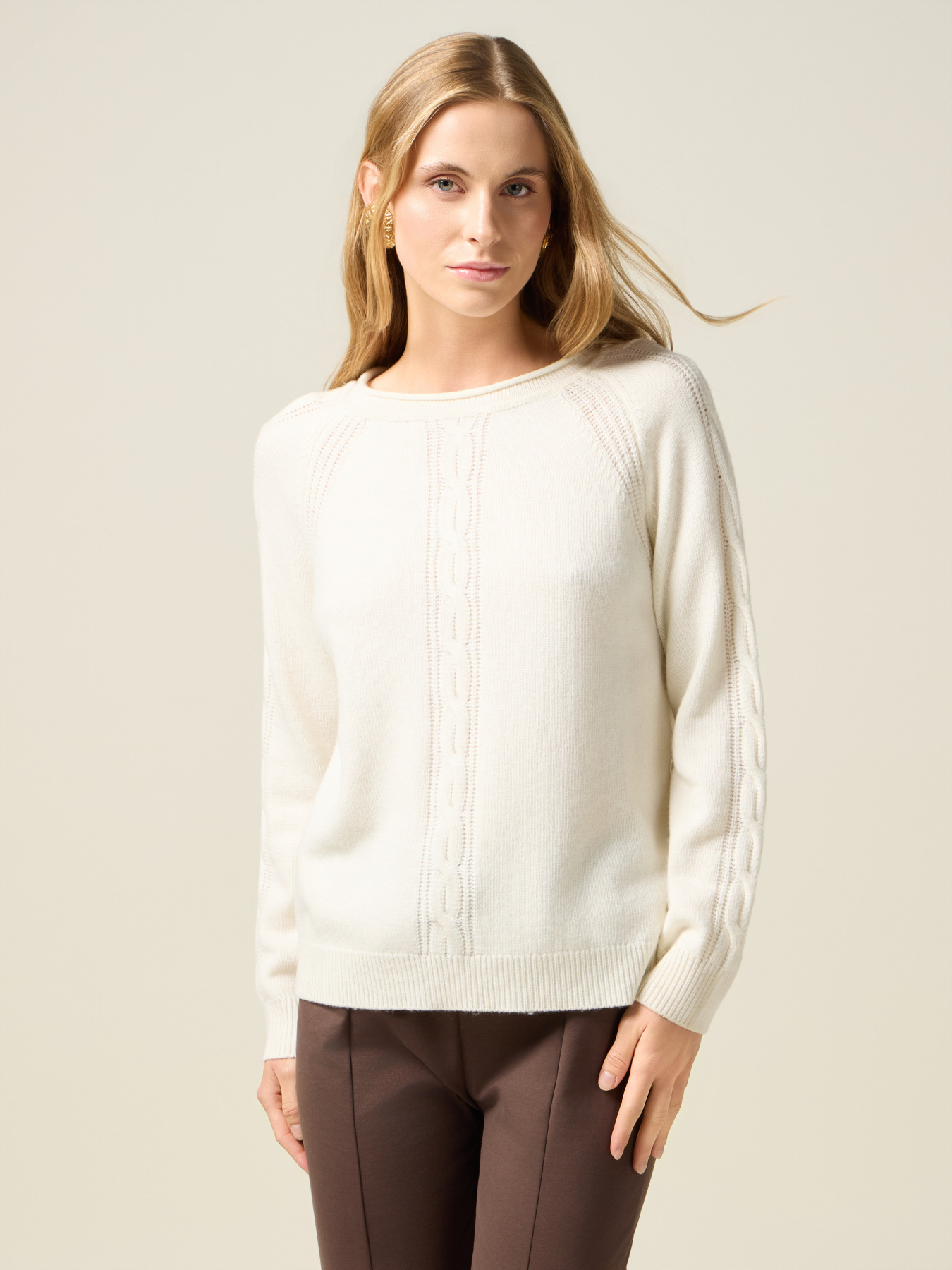 Long-sleeved cashmere blend sweater image number 0
