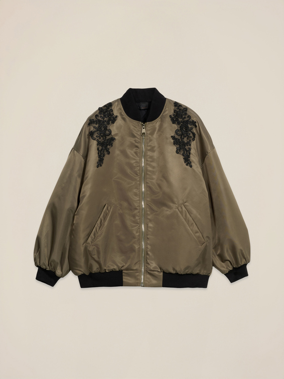 Bomber in raso con patch