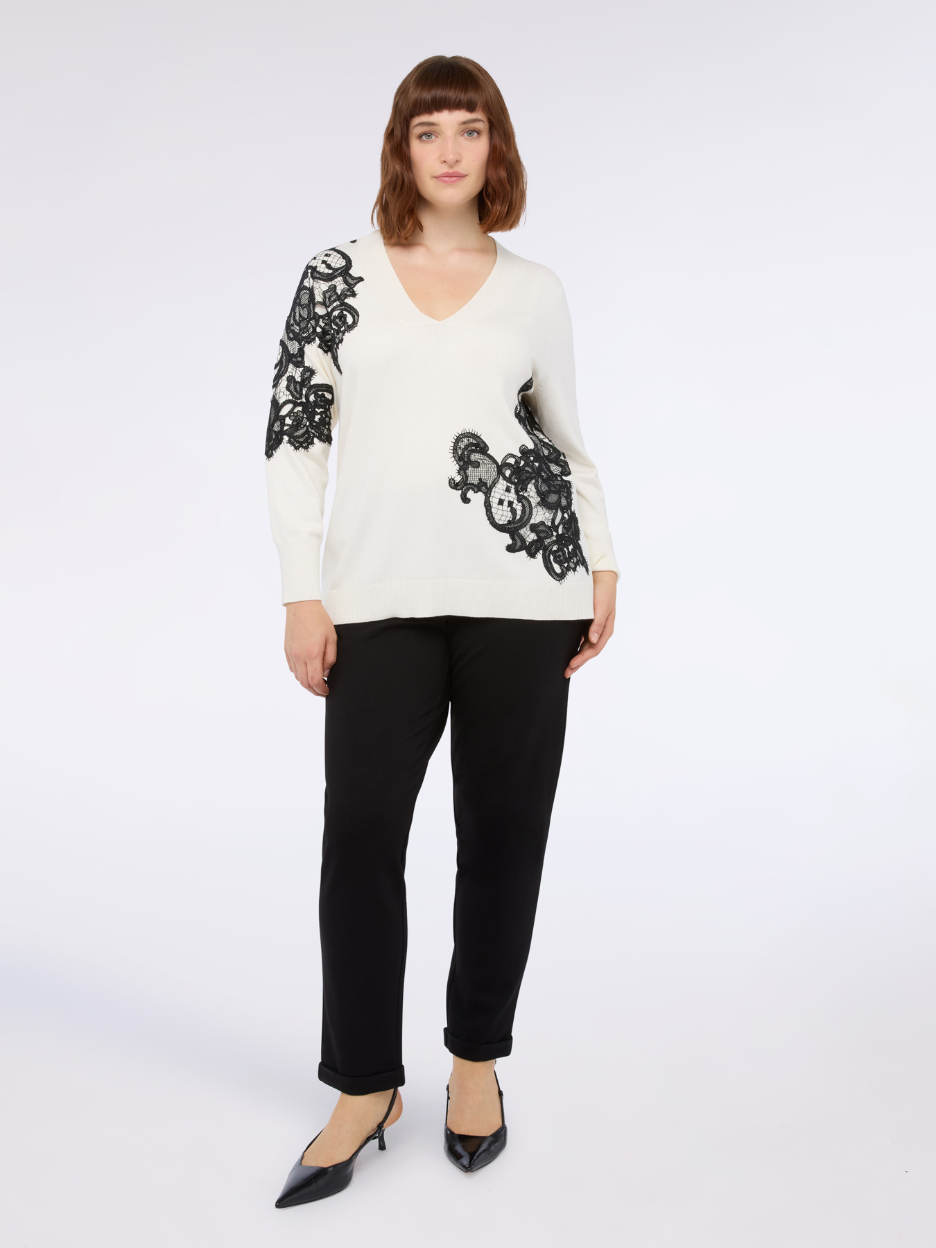 Sweater with lace details image number 1