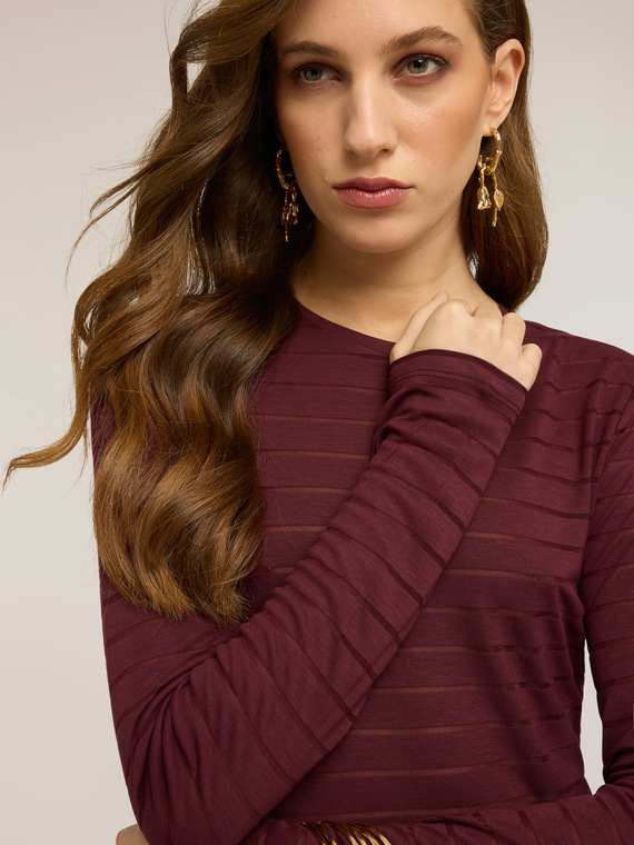 Striped bodysuit in viscose blend jersey