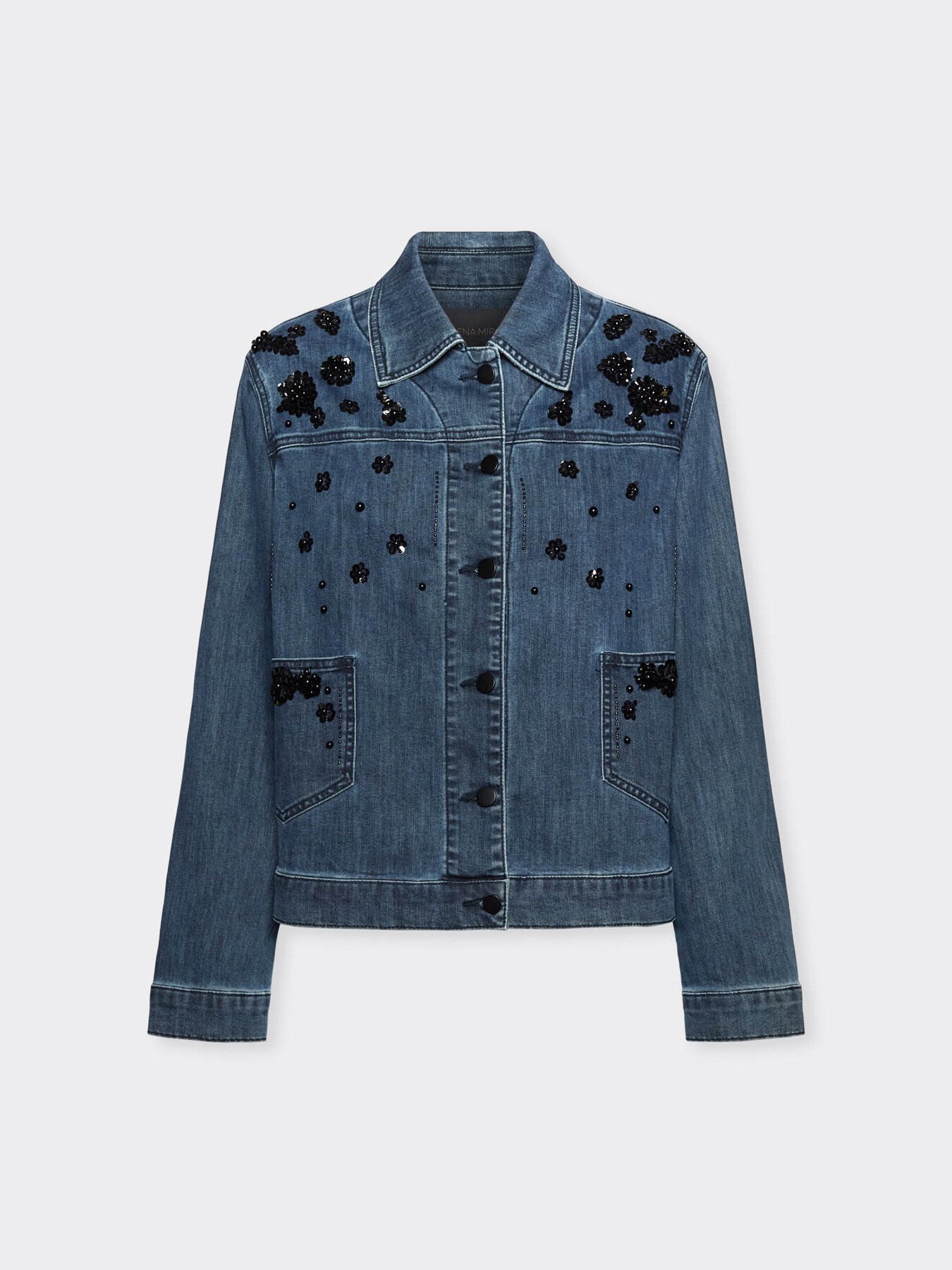 Chaqueta boxy de denim con bordados image number 4