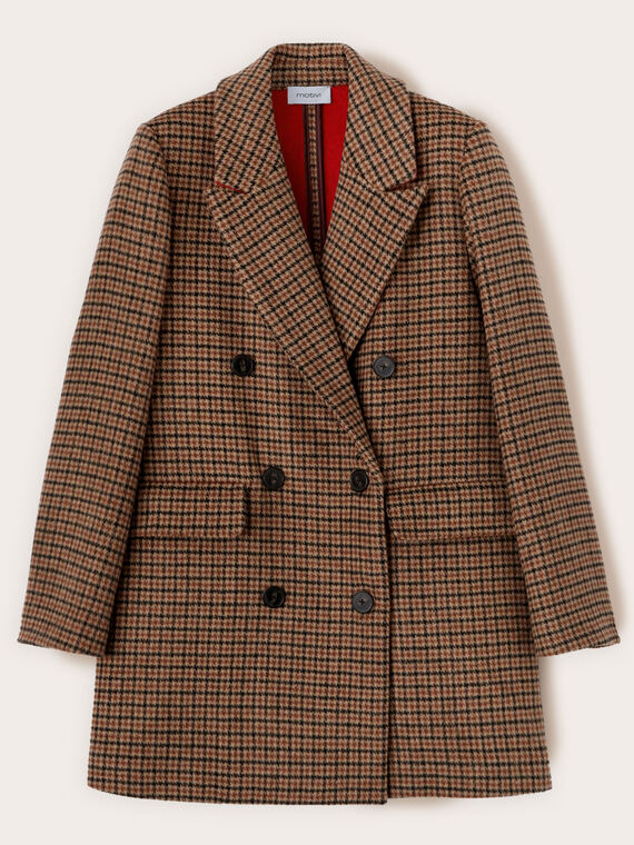Slim fit coat with check pattern